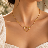nterlocking Heart Knot Snake Chain Pendant