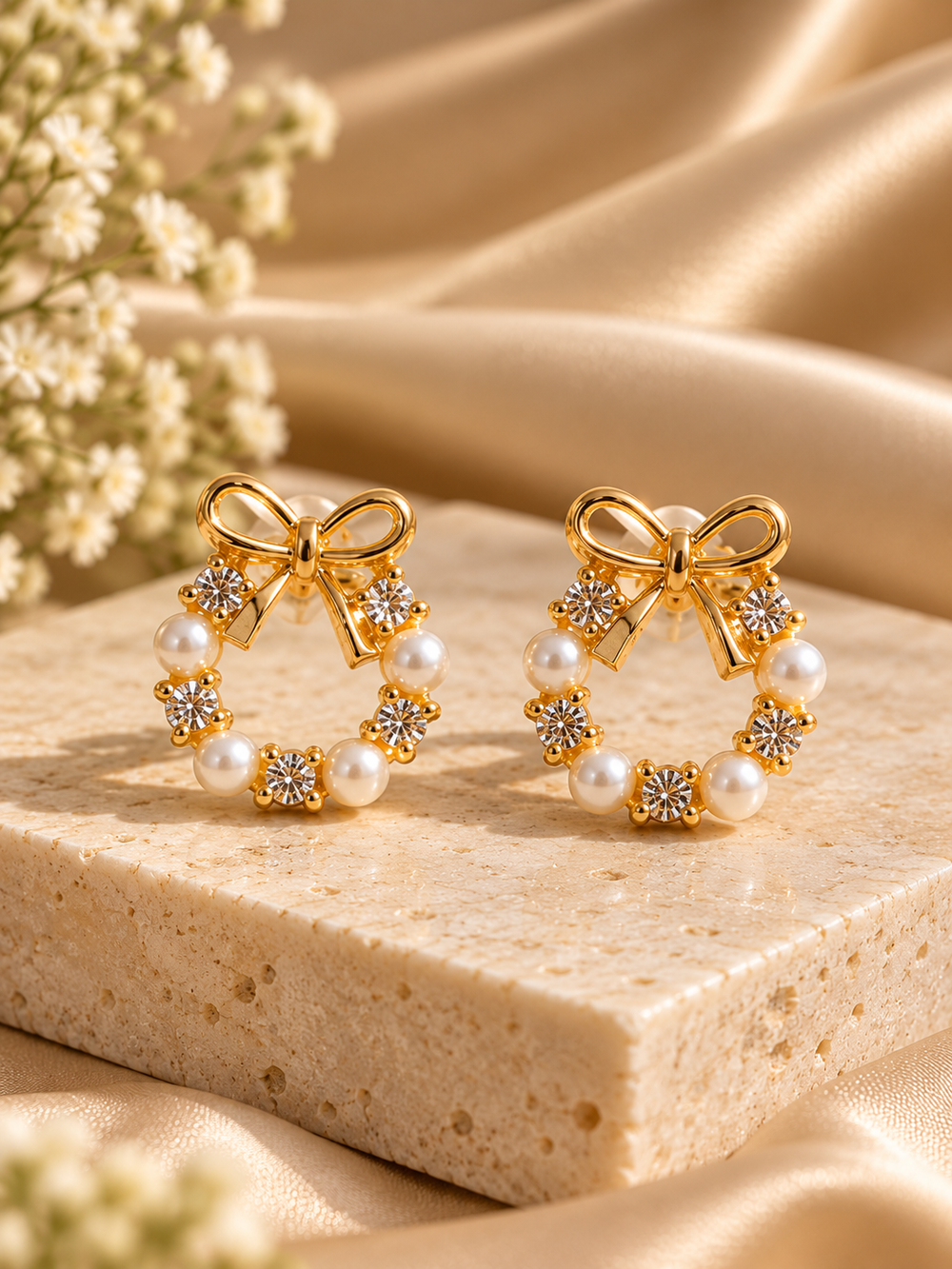 Pack Of 2 Glow Pearl and Royal Ribbon Pearl Earrings