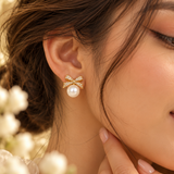 Golden Grace Bow Earrings