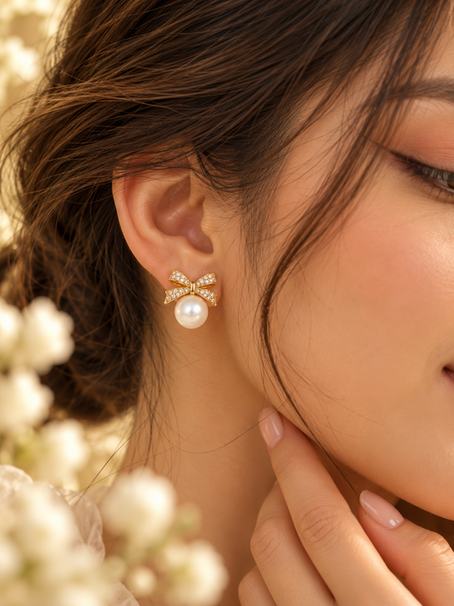 Golden Grace Bow Earrings