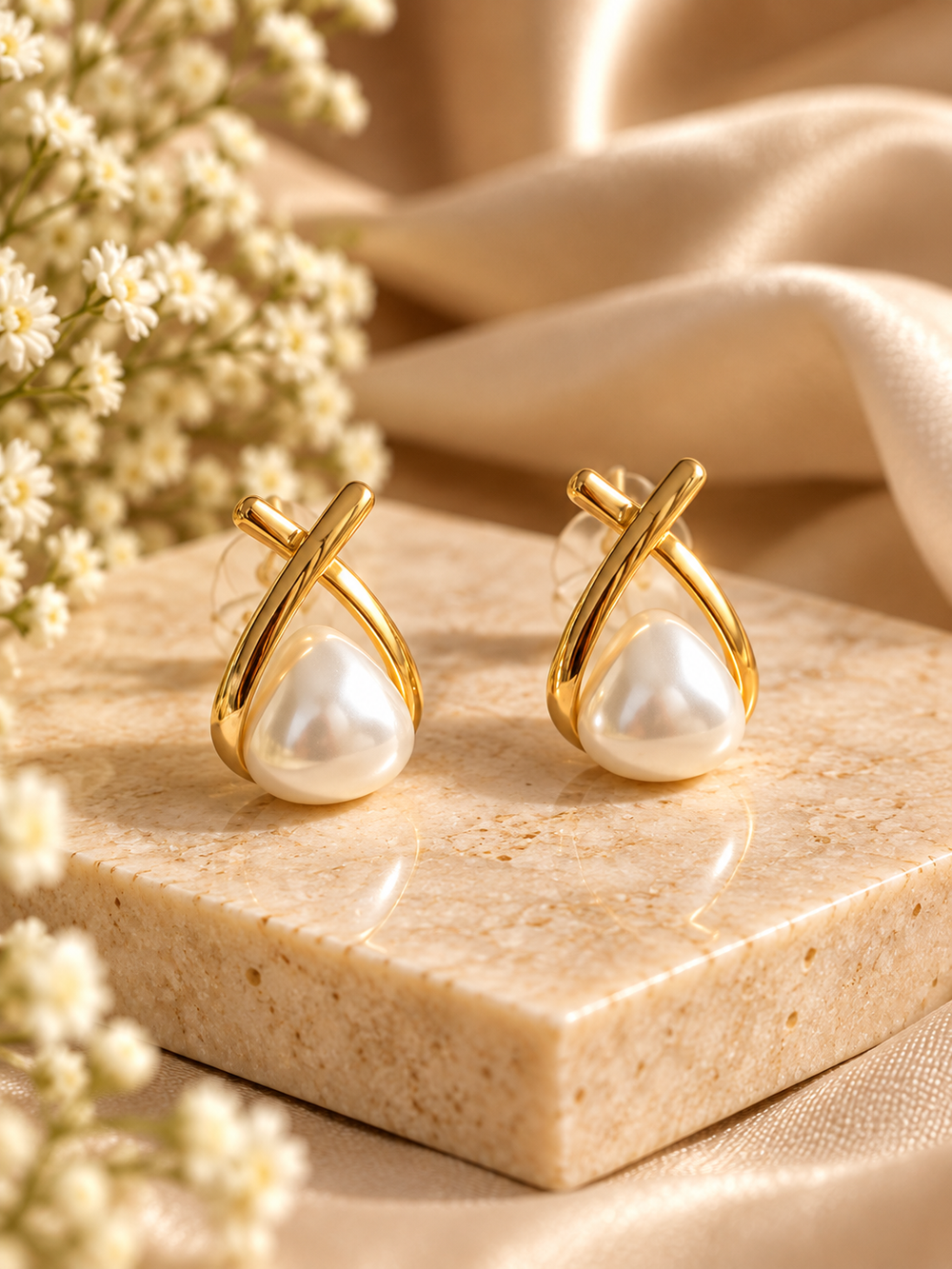 Pack Of 2 Glow Pearl and Royal Ribbon Pearl Earrings