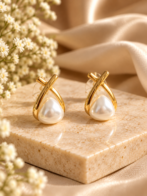 Pack Of 2 Glow Pearl and Royal Ribbon Pearl Earrings