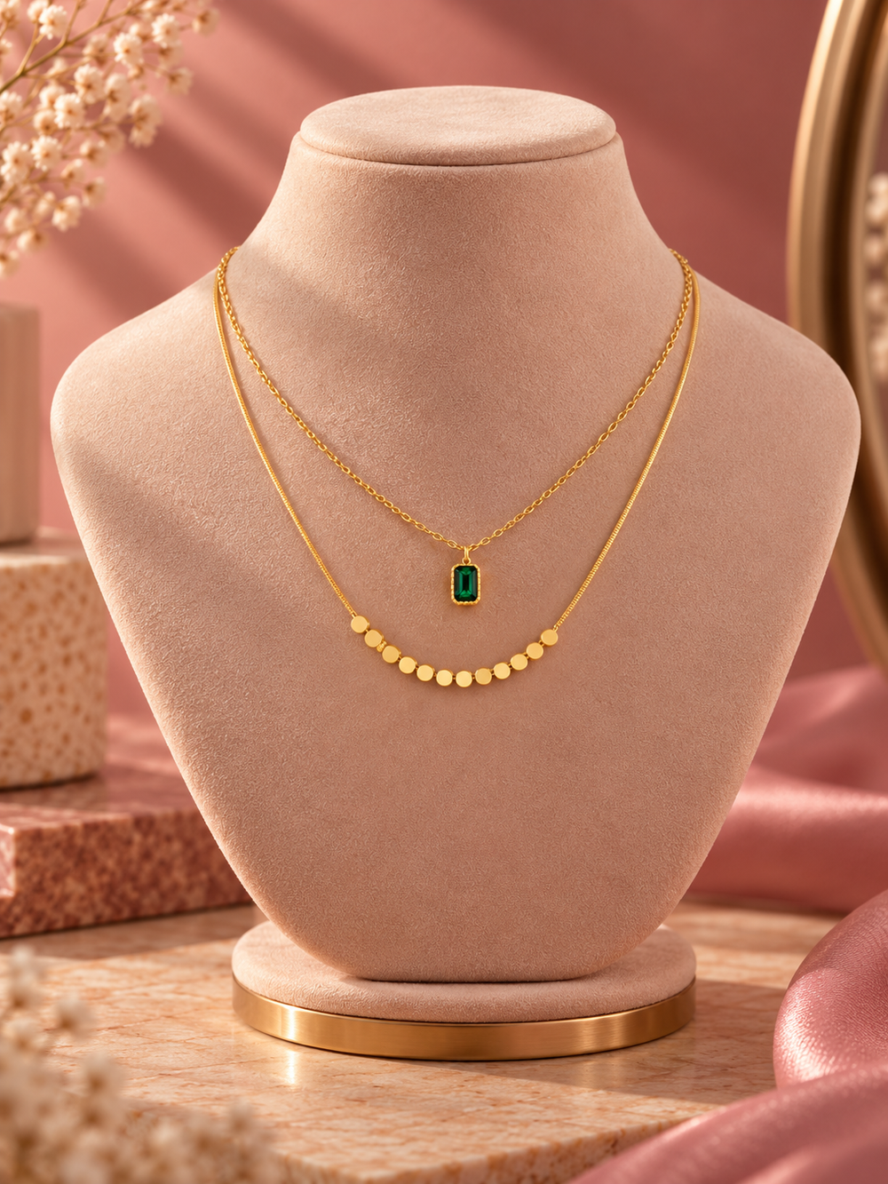 Double Layer Green emeraled Chain