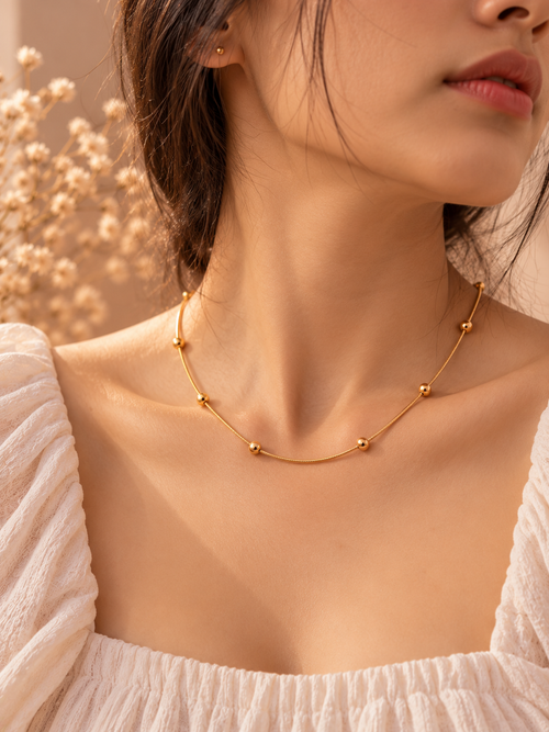 Stainless Steel Goldplated Beaded Chain