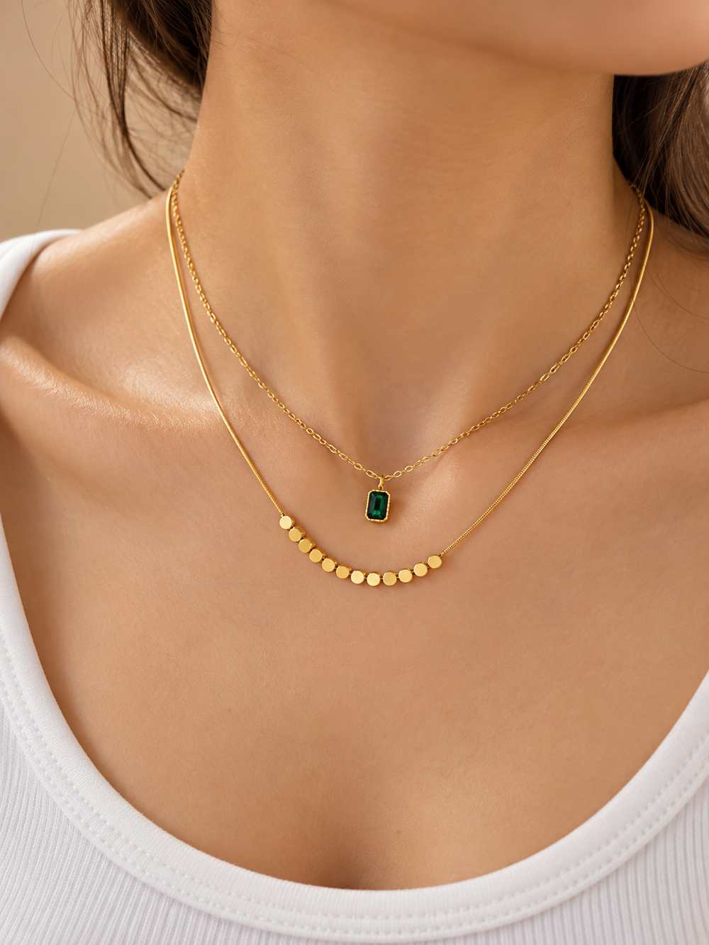 Double Layer Green emeraled Chain
